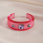 Multi Color Statement Chunky Gold Rhinestone Resin Bangle For Women Bulk