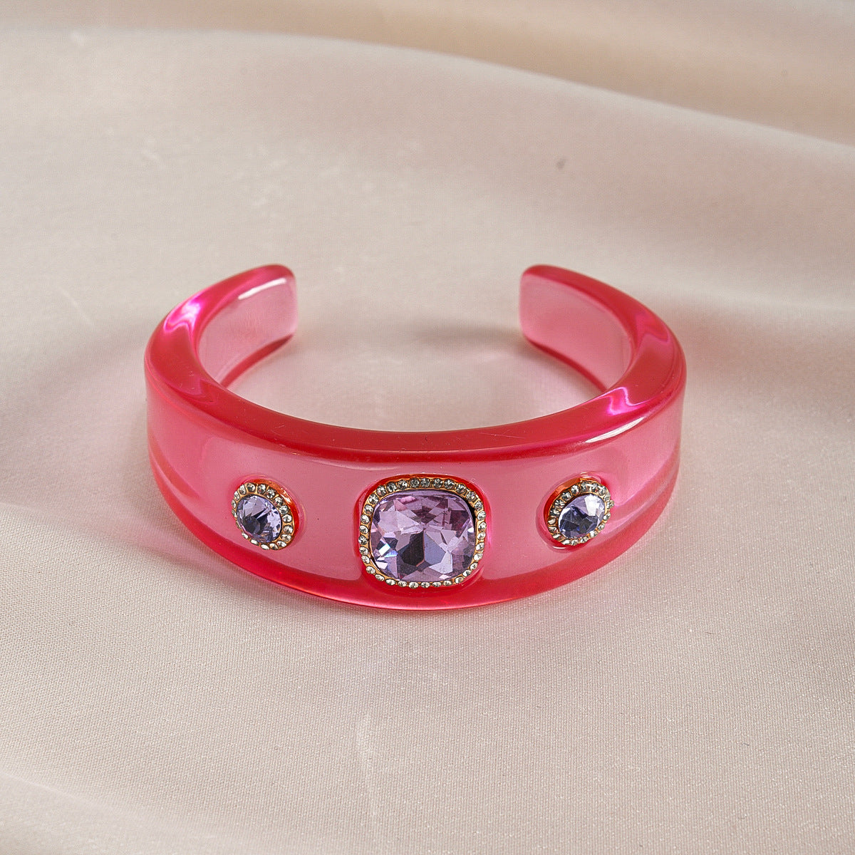 Multi Color Statement Chunky Gold Rhinestone Resin Bangle For Women Bulk