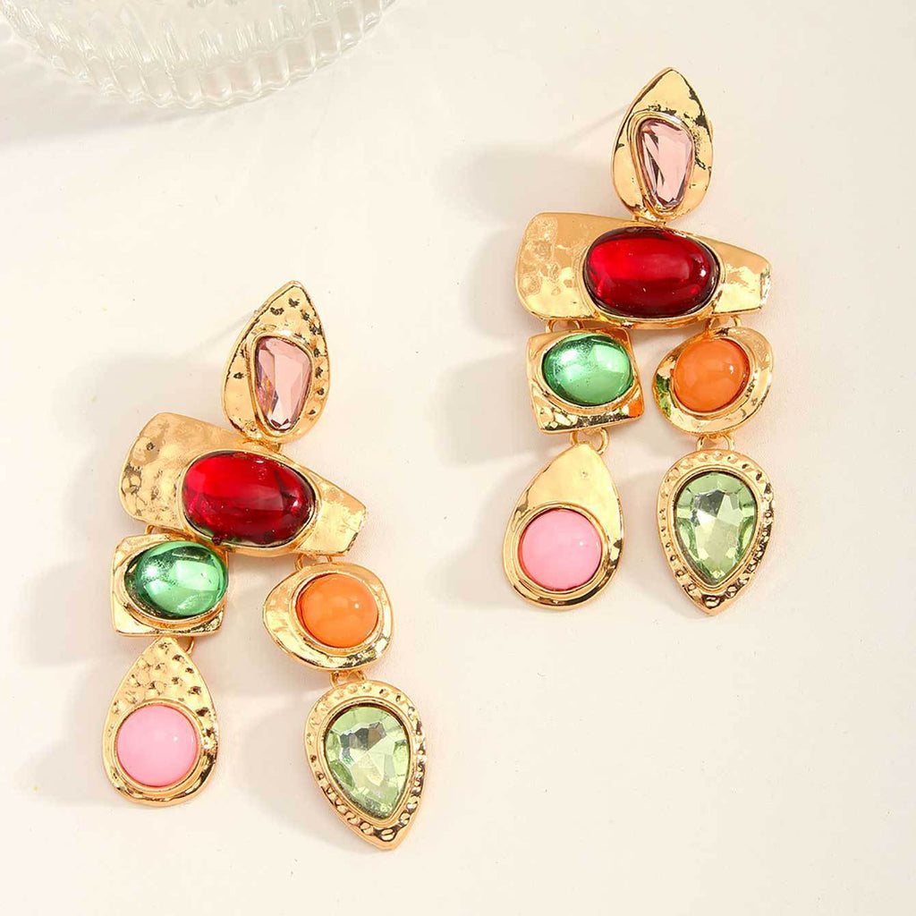 Multi Color Gold Plated Cubic Zirconia Dangler Earrings Bulk