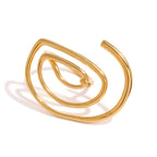 Abstract Spiral Gold Anti Tarnish Stainless Steel Free Size Ring Bulk