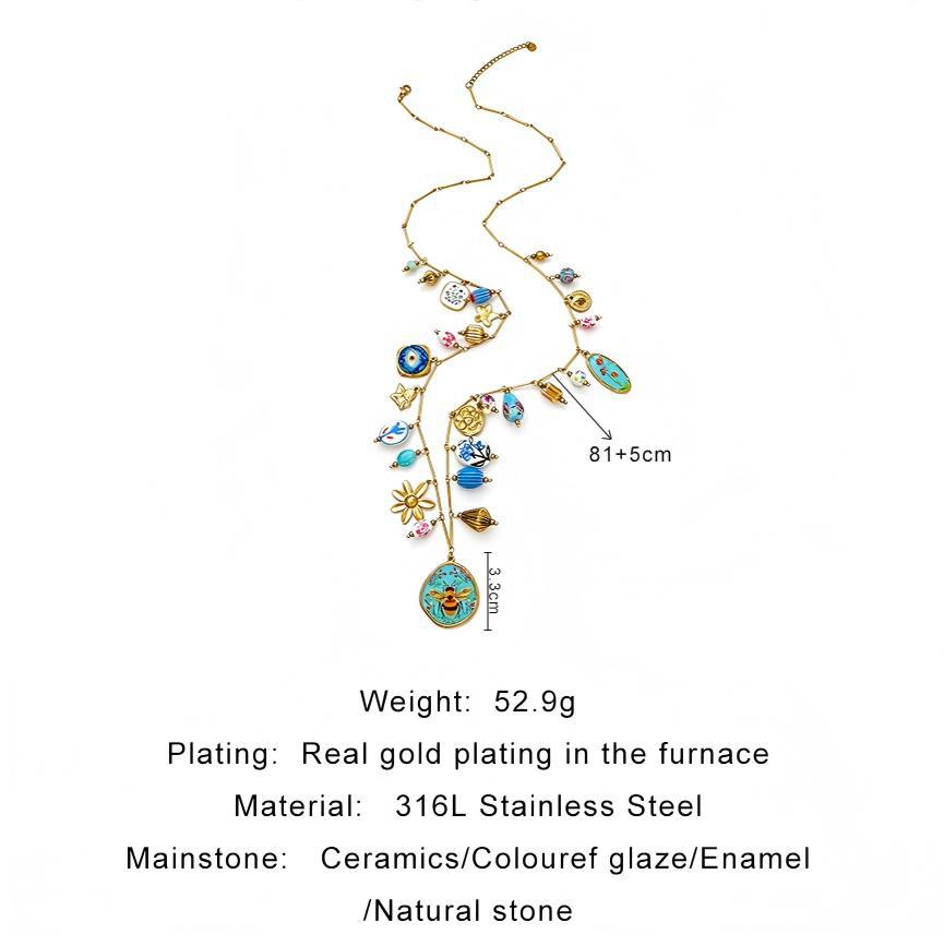 Luxury Multi Color Turquoise Gold Plated Beads Copper Necklace Bulk
