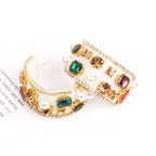 18K Gold Plated White Black Multi Gemstone CZ Pearl Hoop Earring Bulk