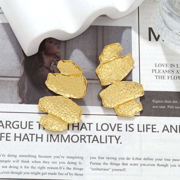 Beaten Finish Joint Leaf Part Gold Anti Tarnish Dangler Earring Bulk Secondary image
