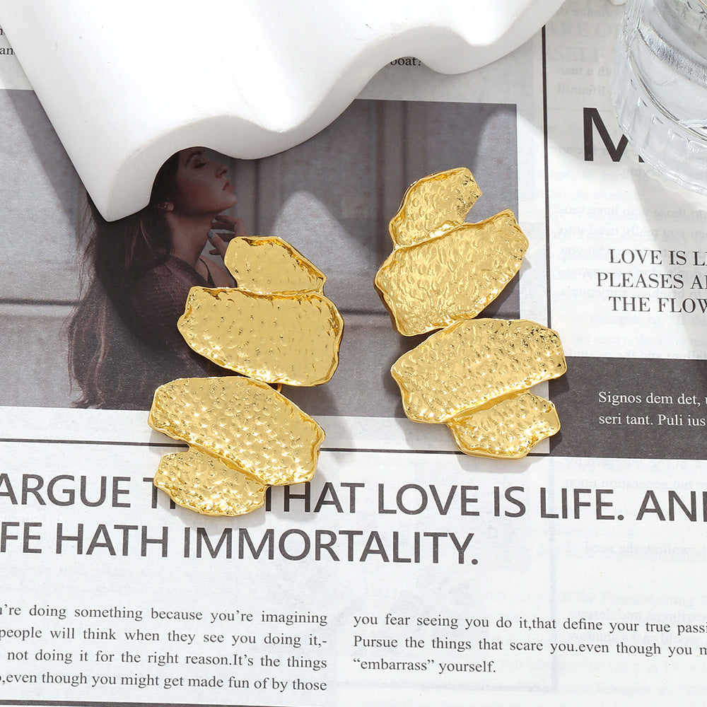 Beaten Finish Joint Leaf Part Gold Anti Tarnish Dangler Earring Bulk