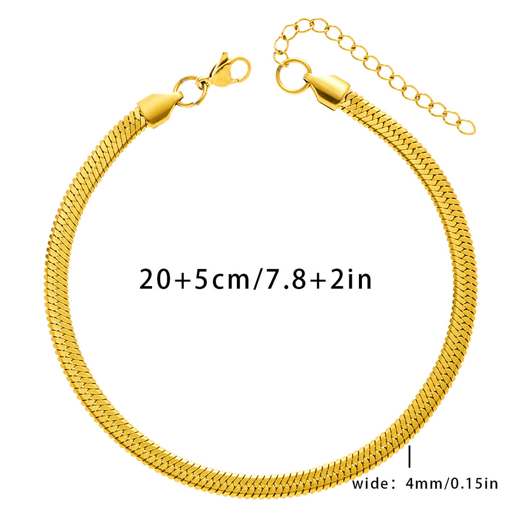 18K Gold Stainless Steel Anti Tarnish Snake Slim Chain Anklet Bulk