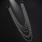 Long Multi-Layered Chain Rhinestones Silver Ear Cuff Earring Bulk