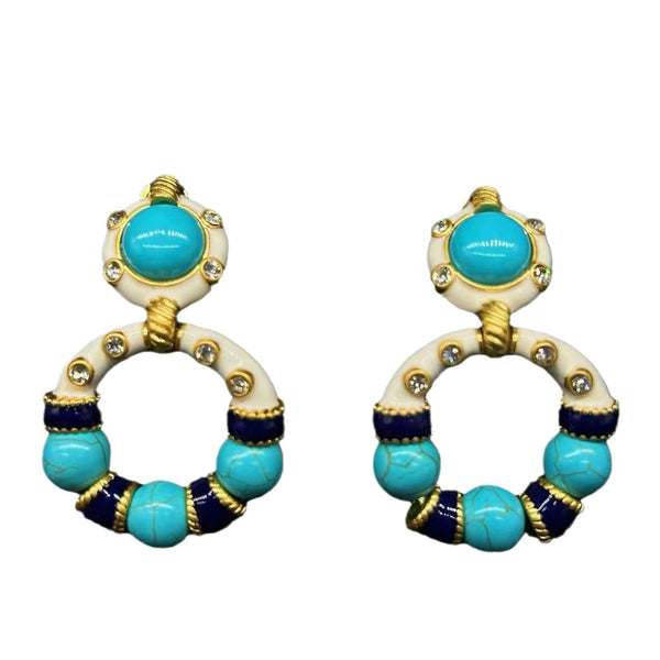 Turquoise Green White Blue CZ Beads Enamel Dangler Earring Bulk Secondary image