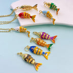 Multi Color Fish Gold Plated Enamel Copper Pendant Chain Women Bulk