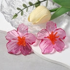 Acrylic Transparent Flower Orange Dangler Stud Earring For Women Bulk