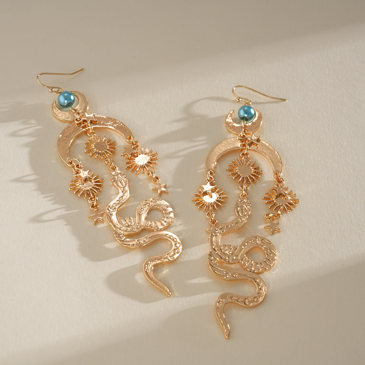 Elegant Celestial Moon & Star Gold Plated Alloy Earrings For Women Bulk