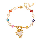 Multi Color Heart Charms Gold Enamel Stainless Steel Bracelet Wholesale