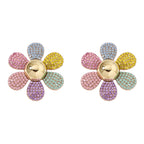 Rainbow Pearl Multi Rhinestone 18K Gold Stud Anti Tarnish Earring Bulk