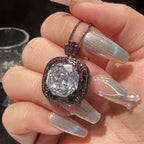 Square Black Maroon Red Anti Tarnish Pendant Ring Set For Women Bulk