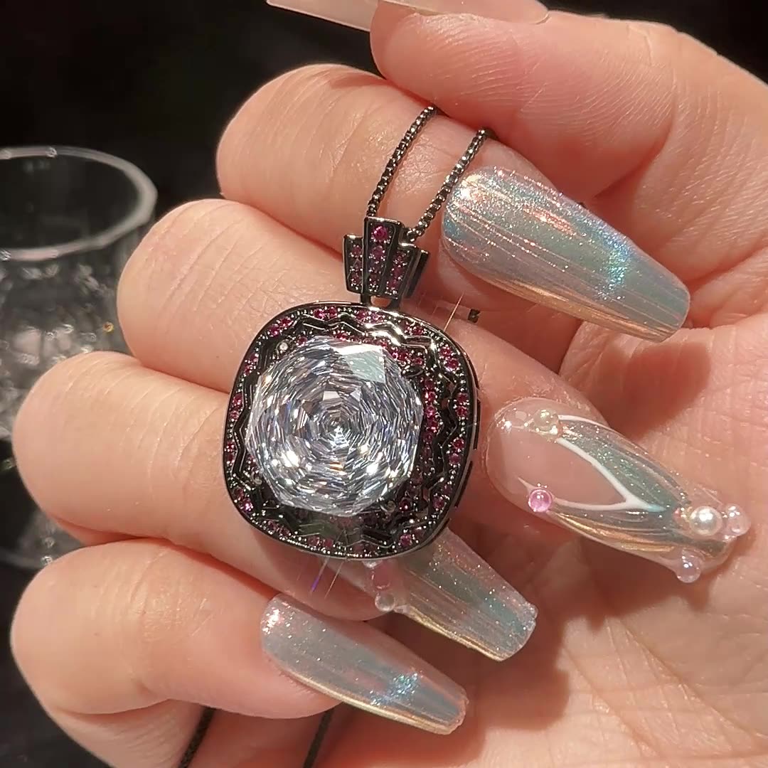 Square Black Maroon Red Anti Tarnish Pendant Ring Set For Women Bulk