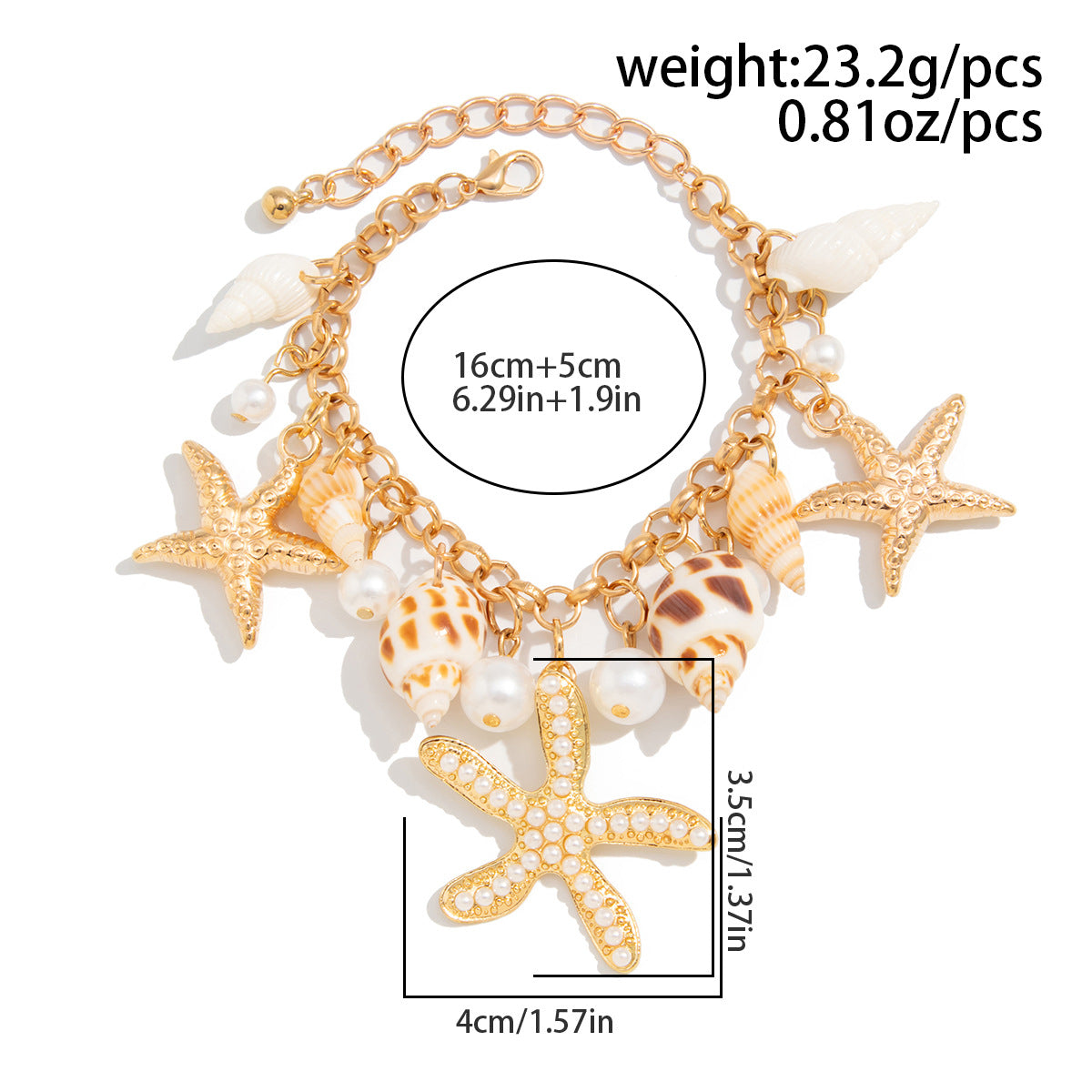Star Fish Conch Beach Shell Clavicle 18K Gold Necklace Bracelet Bulk