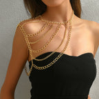 Designer Multi Layer Gold Plated Chain Shoulder Copper Necklace Bulk
