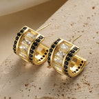 Designer Chunky Huggie Hoop Gold Plated CZ Crystal Copper Earrings Bulk