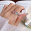 Pink White Heart Pear Cubic Zirconia Copper Adjustable Ring For Bulk