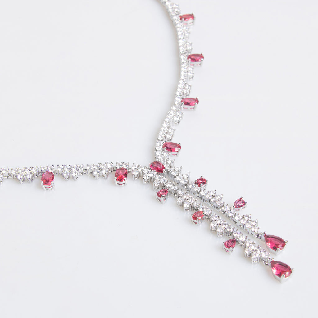 Wholesale Eternity CZ Silver Anti Tarnish Copper Necklace Set