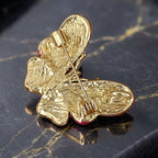 Pink Green Butterfly Gold Rhinestone Brooch For Women Bulk