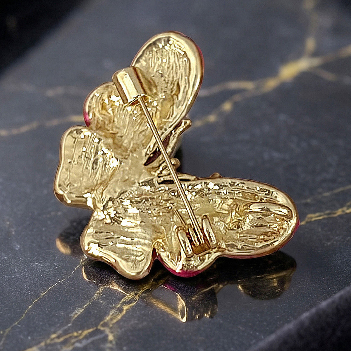 Pink Green Butterfly Gold Rhinestone Brooch For Women Bulk