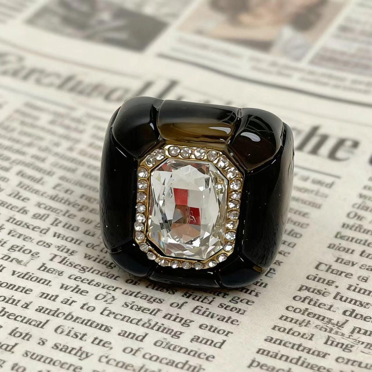 Designer Multi Color Enamel Gold Plated Square Cocktail Ring Bulk