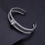 Bulk Heart Layered Silver Plated CZ Anti Tarnish Copper Cuff & Kada