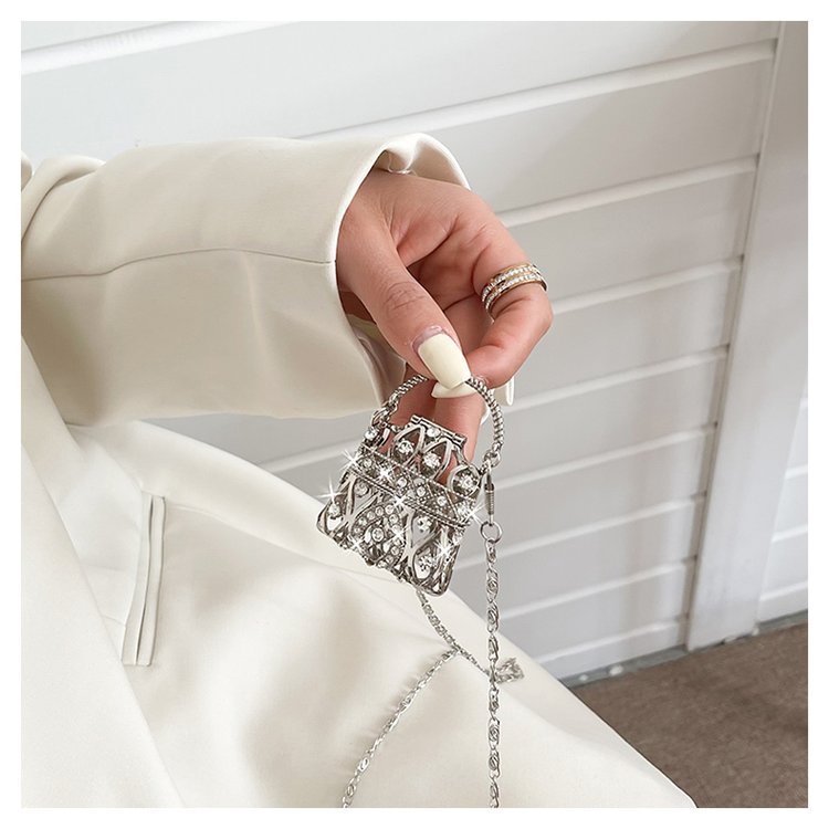 Cubic Zirconia 18K Gold Silver Banquet Shoulder Chain Small Bag Bulk
