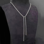 Long Silver Solitaire CZ Anti Tarnish Y Necklace Earring Bulk