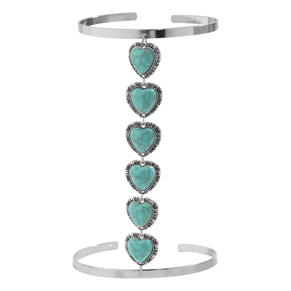 Heat Turquoise Green Beards Green Silver Open Arm Bracelet Women Bulk