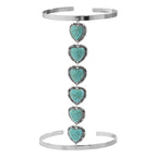Heat Turquoise Green Beards Green Silver Open Arm Bracelet Women Bulk