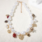 Heart Pearl White 18K Gold Plated Anti Tarnish Charm Necklace Bulk