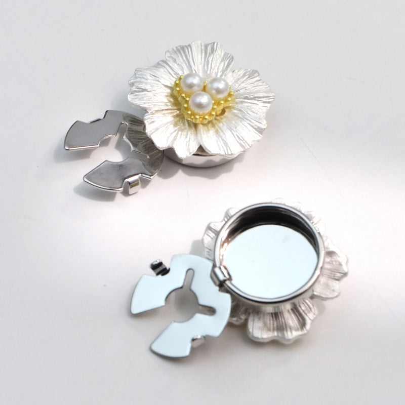 Bulk Flower Petals Gold Silver Pearl Brass Anti Tarnish Button Cover