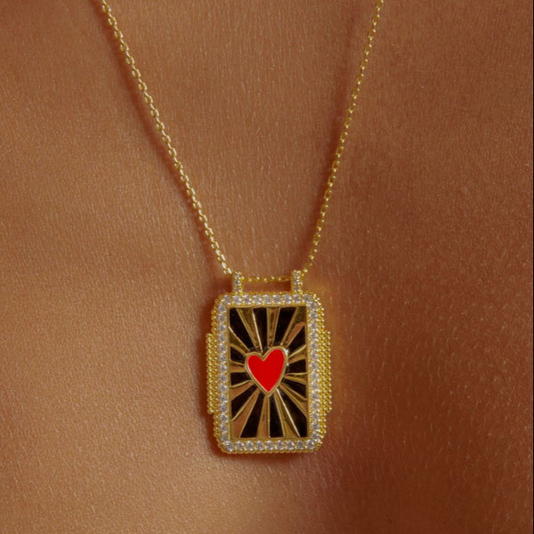Heart CZ 18K Gold Red Black Anti Tarnish Necklace Pendant Chain Bulk Secondary image