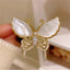 Designer Butterfly Gold Mother Of Pearl CZ Copper Brooch Wholesale