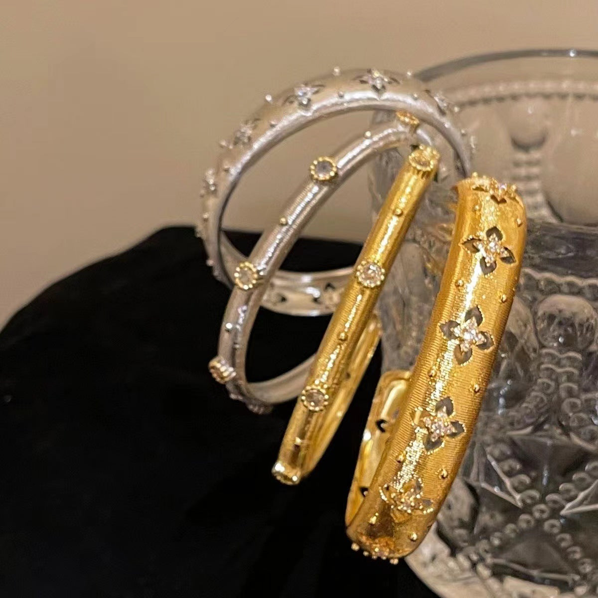 18K Gold Silver CZ Anti Tarnish Bangle Cuff Kada Bracelet Bulk