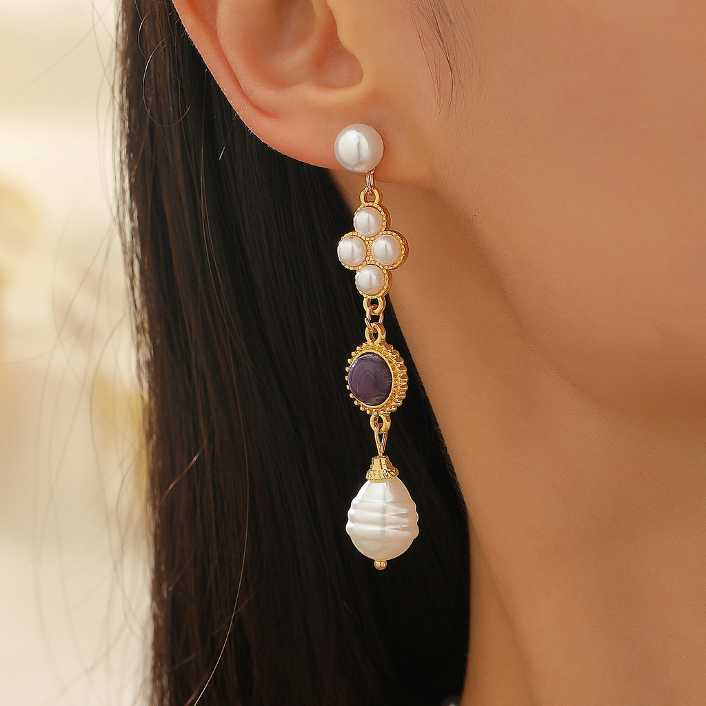 Designer Party Wear Gold Pearl Beads Necklace Earring Set Wholesale