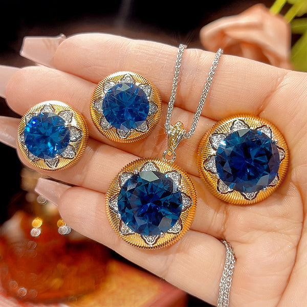 Elegant Floral Gold CZ Anti Tarnish Copper Necklace Combo Set Wholesale Main image