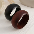 Round Wooden Black Brown Cuff Kada Bracelet For Women Bulk