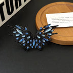 Bulk Blue Butterfly Black Rhinestone Alloy Adjustable Cocktail Ring