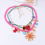 Ocean Sea Face Animal Colorful Beads Multi Layered Necklace Women Bulk