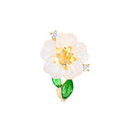 Designer White Flower Style Gold CZ Copper Anti Tarnish Brooch Bulk
