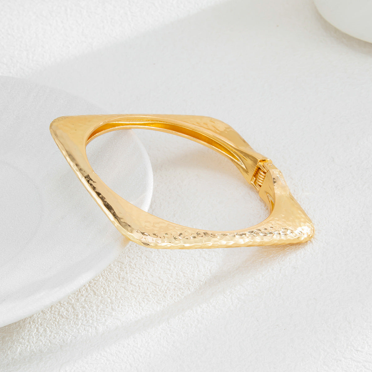 Glossy Finish Square Round 18K Gold Silver Openable Kada Bracelet Bulk