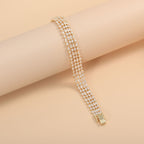 Wholesale Layered Four Row Diamond Shap Gold Silver CZ Copper Bracelet