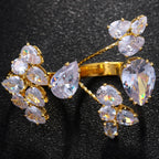Flower Solitaire Gold Silver Anti Tarnish Dual Finger Ring Bulk