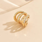 Multi Layer Gold Silver Plated CZ Copper Single Ear Cuff Earrings Bulk