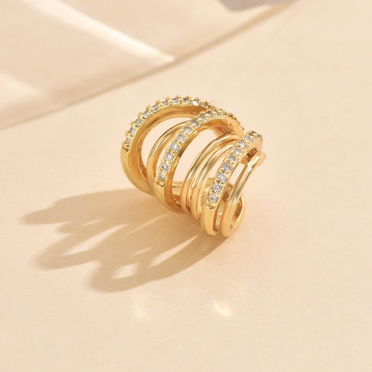 Multi Layer Gold Silver Plated CZ Copper Single Ear Cuff Earrings Bulk