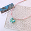 Green Butterfly Pink White Beaded Silver Charm Necklace Kids Bulk