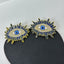 Shadow Eyelash Evil Eye CZ 18K Gold Black Stud Earring Bulk