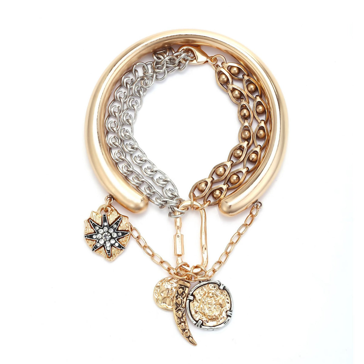 Designer Dual Tone Charm Gold Silver Plated Beads Bracelet Wholesale